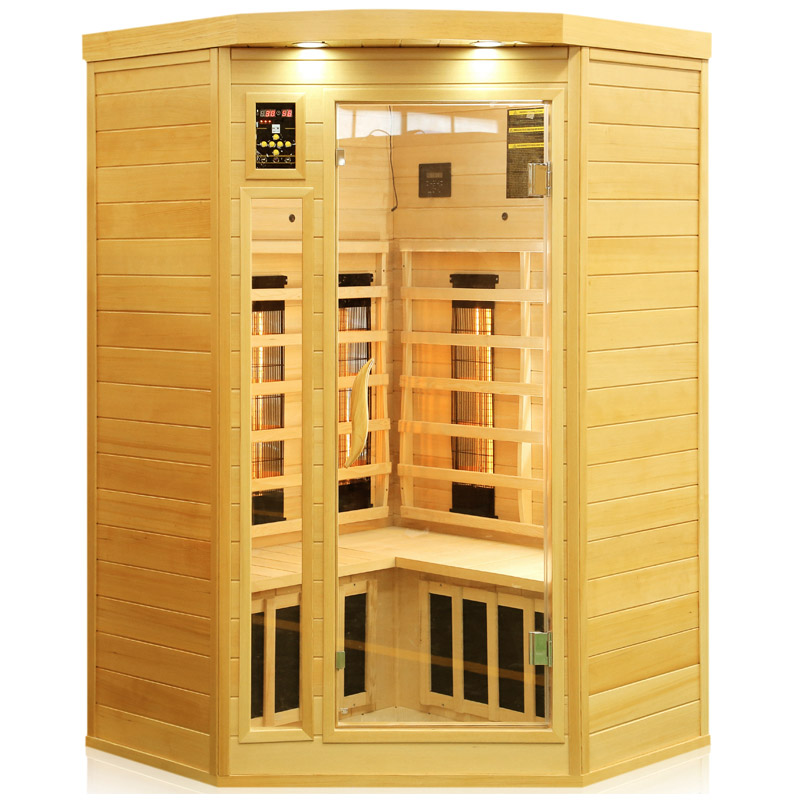 corner far infrared sauna room with combined heater